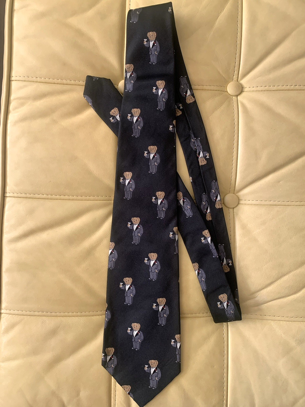 Vintage Polo Ralph Lauren Tie Bear Tuxedo Martini Handmade ( Navy Blue)